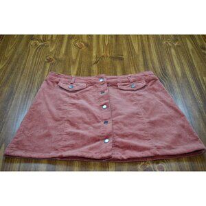 Pink Corduroy Button Up Mini Skirt Women's Size Large Soft Girl Y2K Chic Preppy